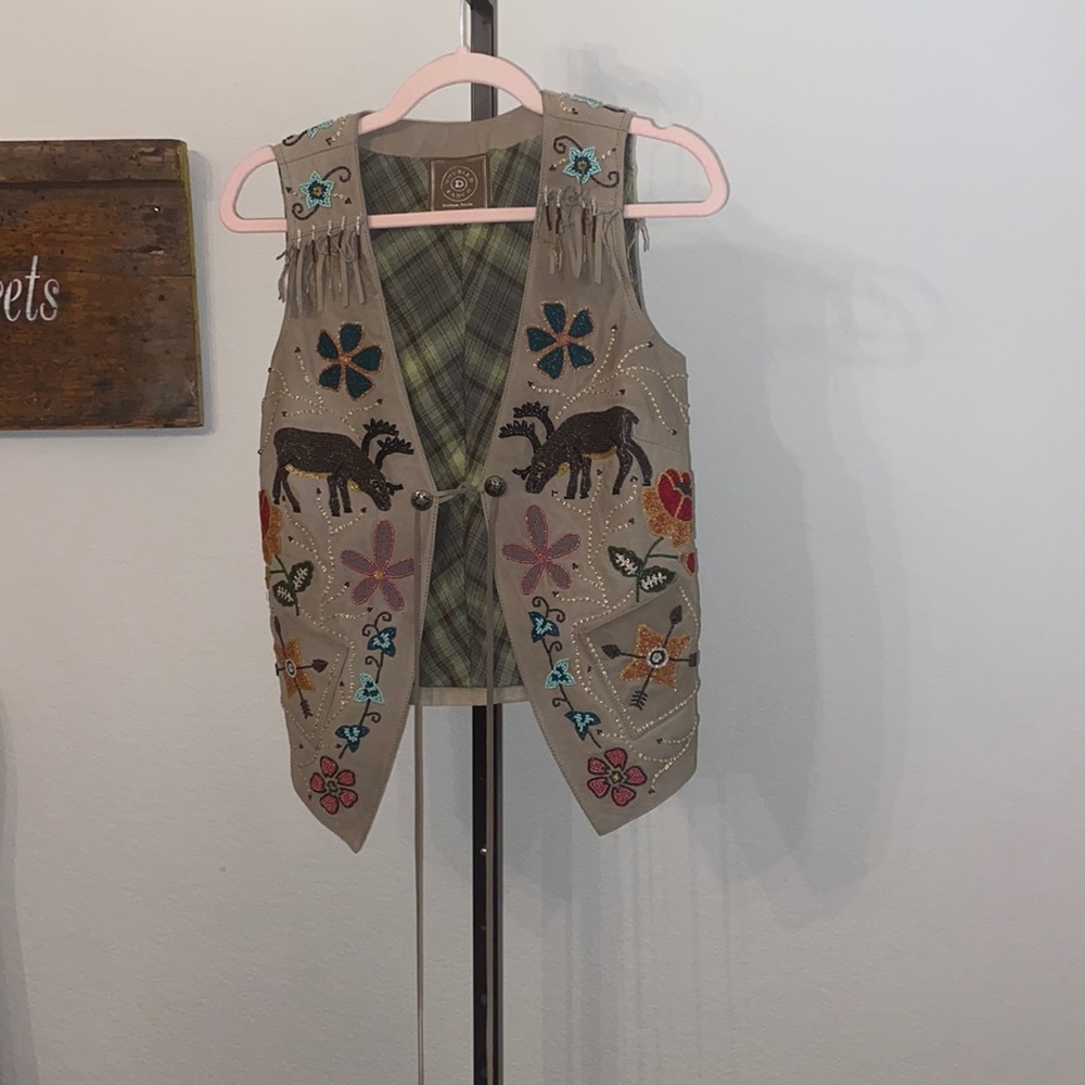 Double D Ranch leather beaded designer vest